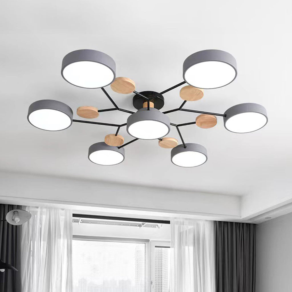 Sputnik Artistic Lights Chandeliers Metal Wood Baby Kids Lights Ceiling Lights