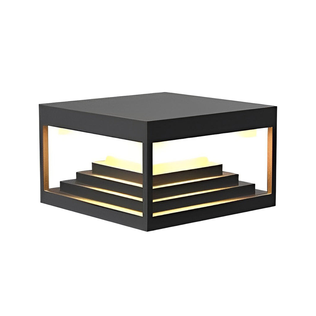 [Open-Box]Square Steps Creative Waterproof LED Black Modern Solar Post Caps Lights