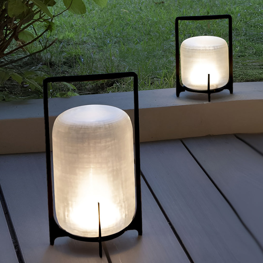 Portable Lantern Shaped Glass Waterproof LED Modern Outdoor Lights