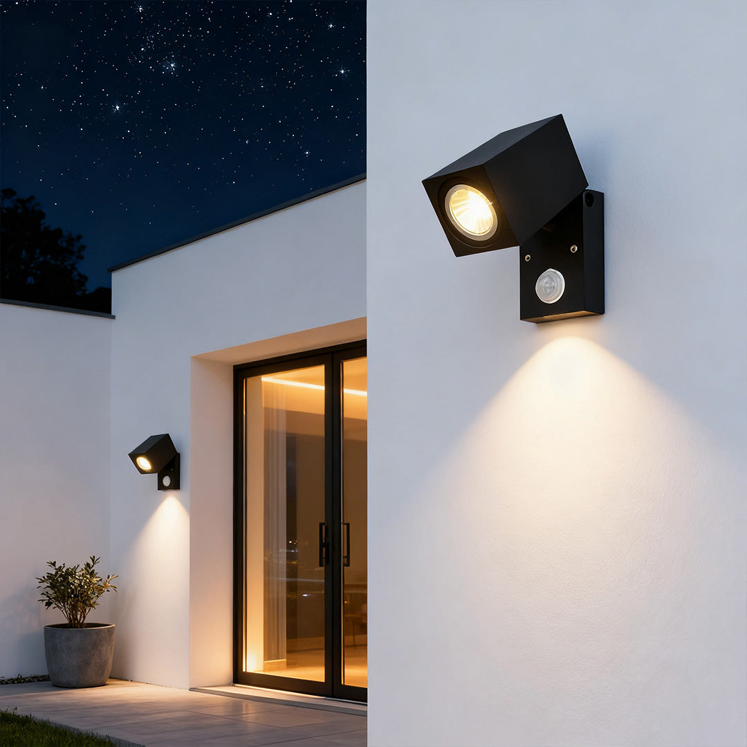 Square Adjustable Waterproof Motion Sensor LED Sconces Indoor Outdoor Wall Lamp Spot Lights