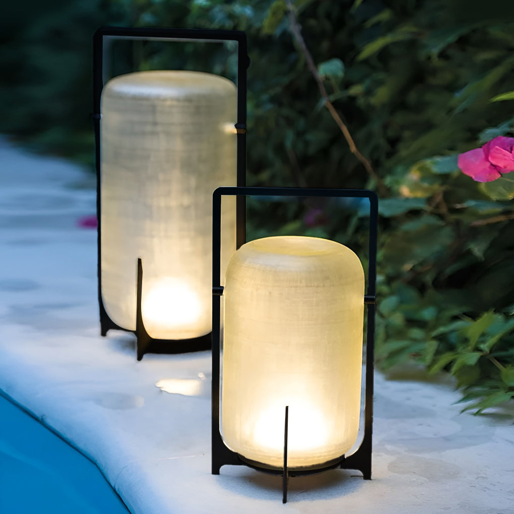 Portable Lantern Shaped Glass Waterproof LED Modern Outdoor Lights