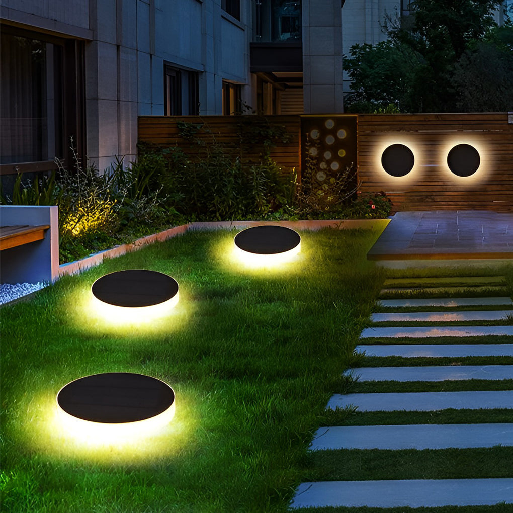 Seamless Solar Disk Lights Elegant LED Ground Lighting for Outdoor Landscapes
