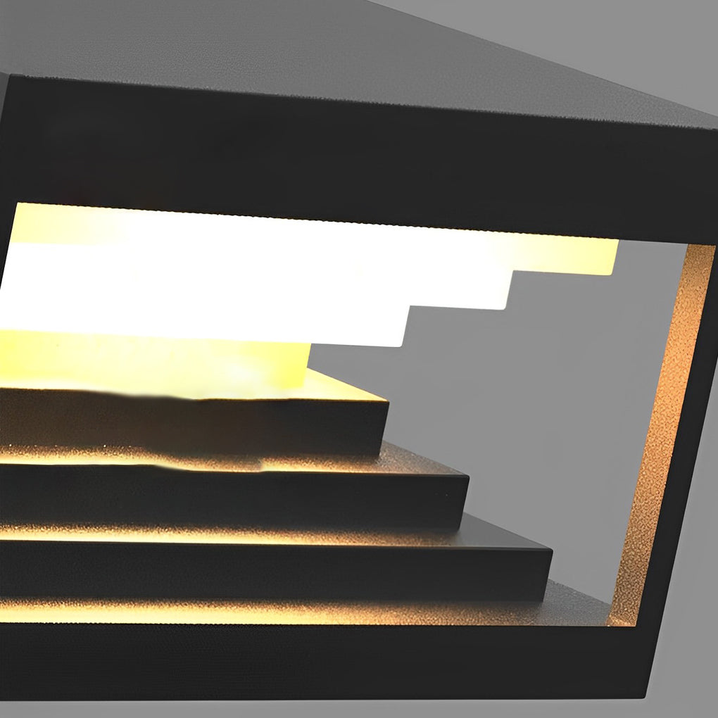 [Open-Box]Square Steps Creative Waterproof LED Black Modern Solar Post Caps Lights