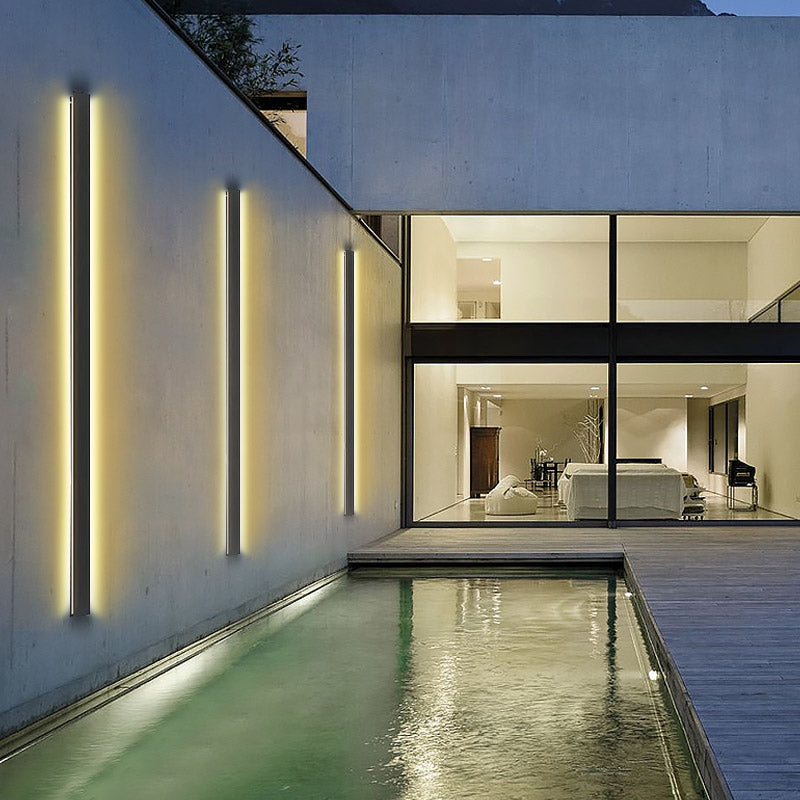 Waterproof Outdoor Long LED Linear Lights Black Modern Outdoor Wall Lighting