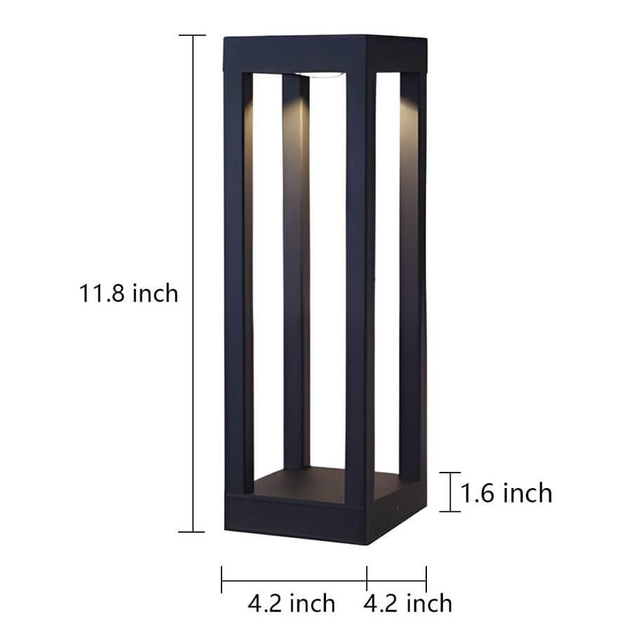 Black Aluminum Garden LED 7W 4-Beam Landscape Bollard Lights