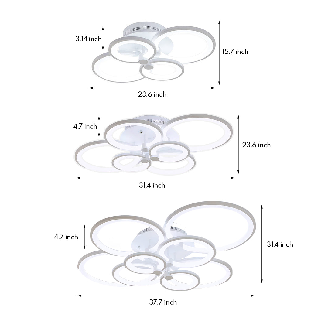 Elegant Semi Flush Mount Ceiling Lights with Unique Overlapping Rings