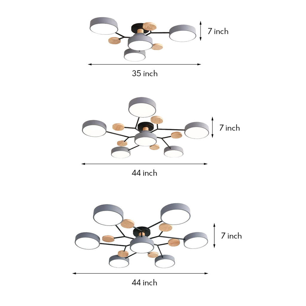 Sputnik Artistic Lights Chandeliers Metal Wood Baby Kids Lights Ceiling Lights