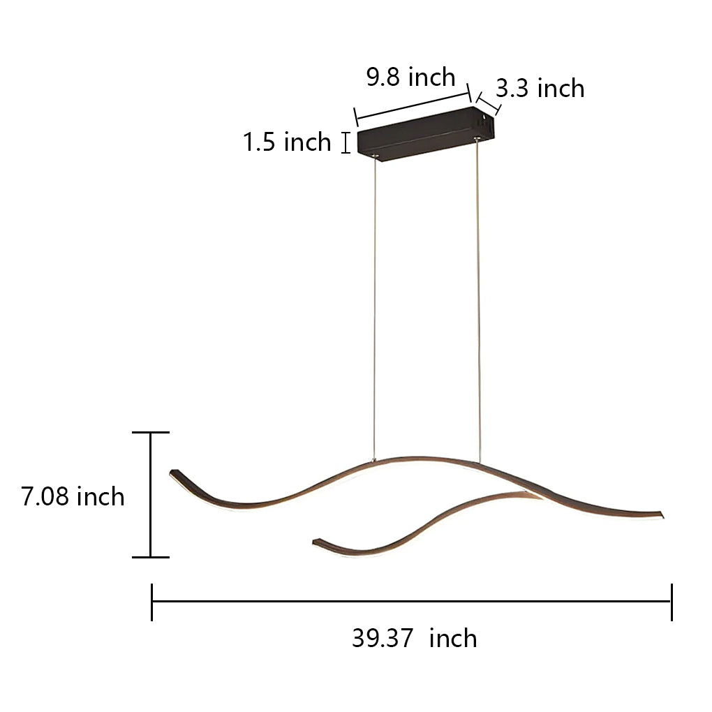 Wave Linear Hanging Branch Chandelier LED Island Ceiling Lights