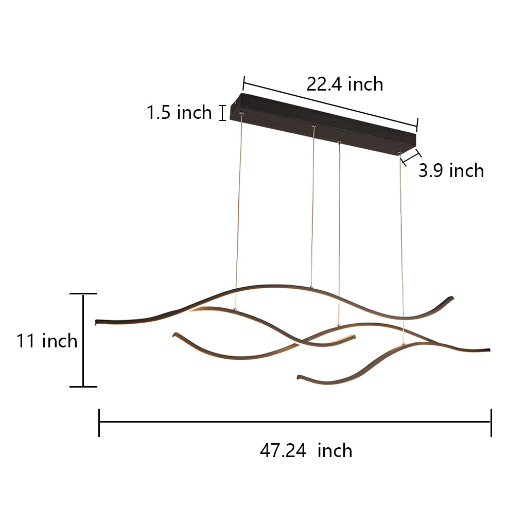 Wave Linear Hanging Branch Chandelier LED Island Ceiling Lights