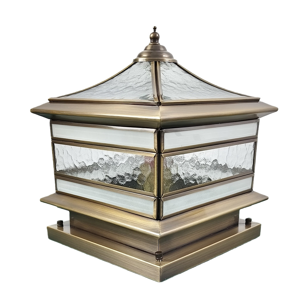 Waterproof Glass Copper Vintage Outdoor Fence Post Lights Pillar Light