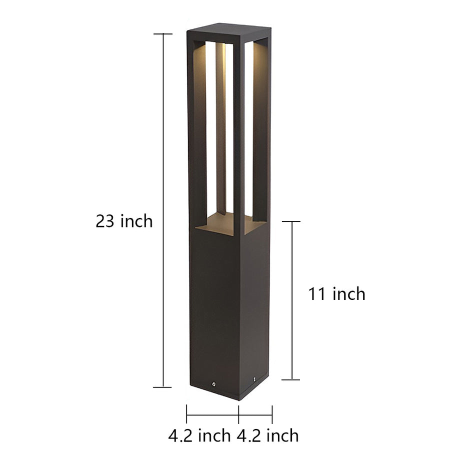 Black Aluminum Garden LED 7W 4-Beam Landscape Bollard Lights