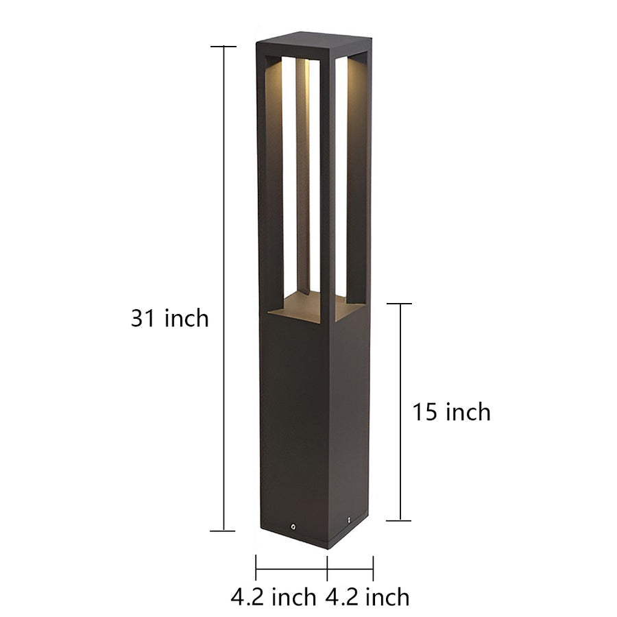 Black Aluminum Garden LED 7W 4-Beam Landscape Bollard Lights