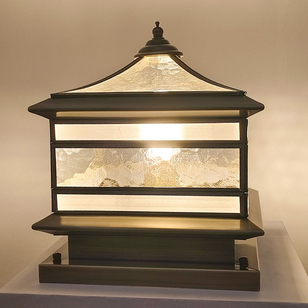 Waterproof Glass Copper Vintage Outdoor Fence Post Lights Pillar Light