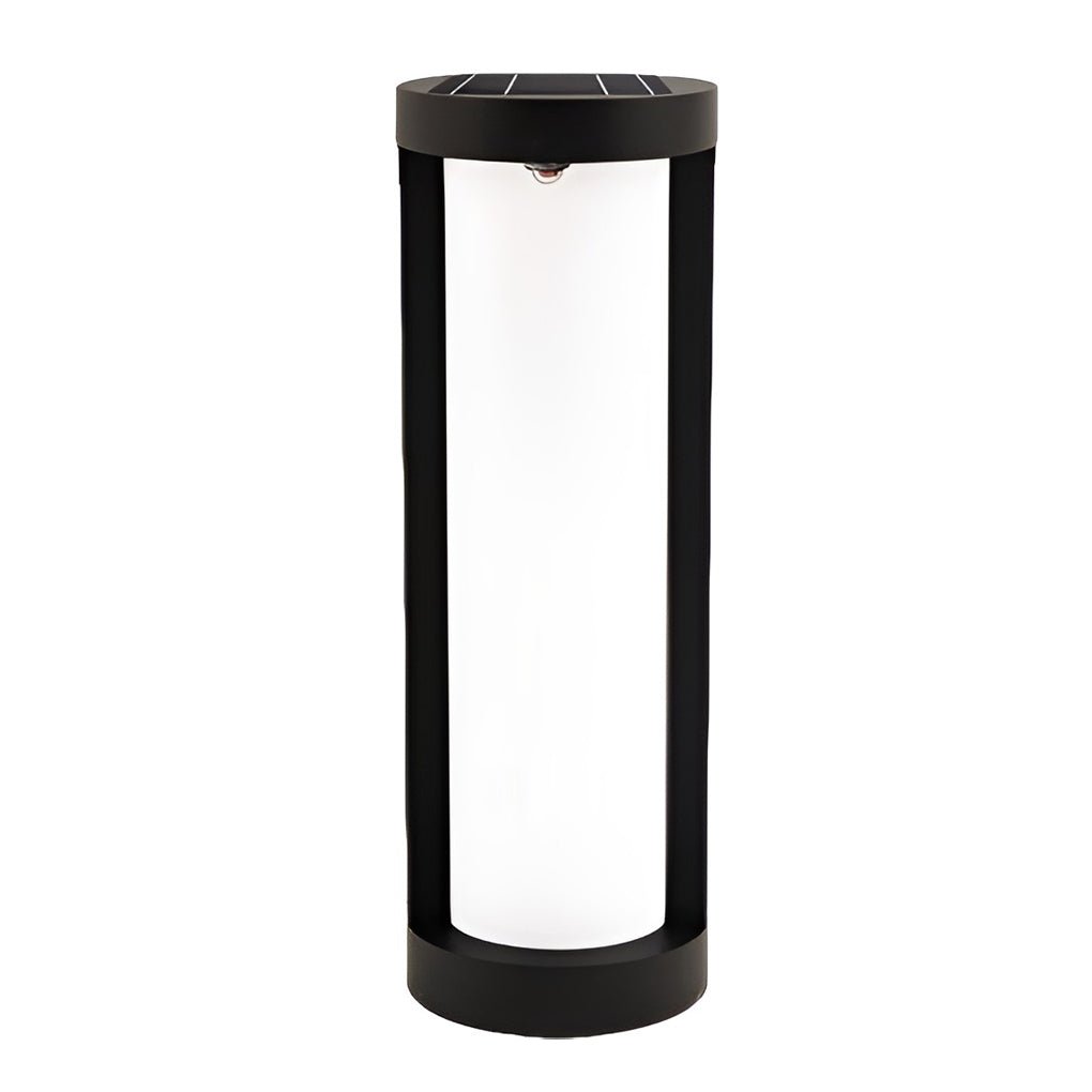 Black Cylindrical LED Pathway Bollard Lights Solar and Wired Outdoor Lighting Solutions