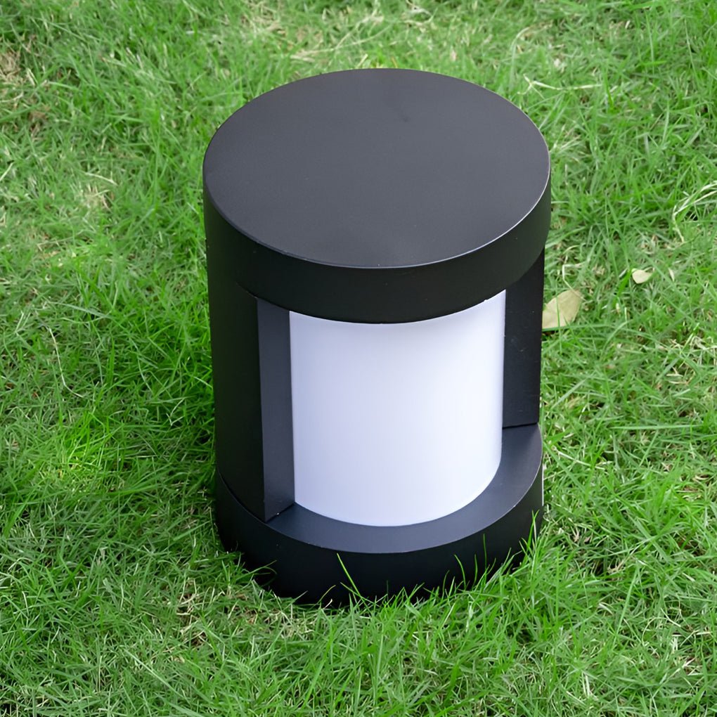 Black Cylindrical LED Pathway Bollard Lights Solar and Wired Outdoor Lighting Solutions