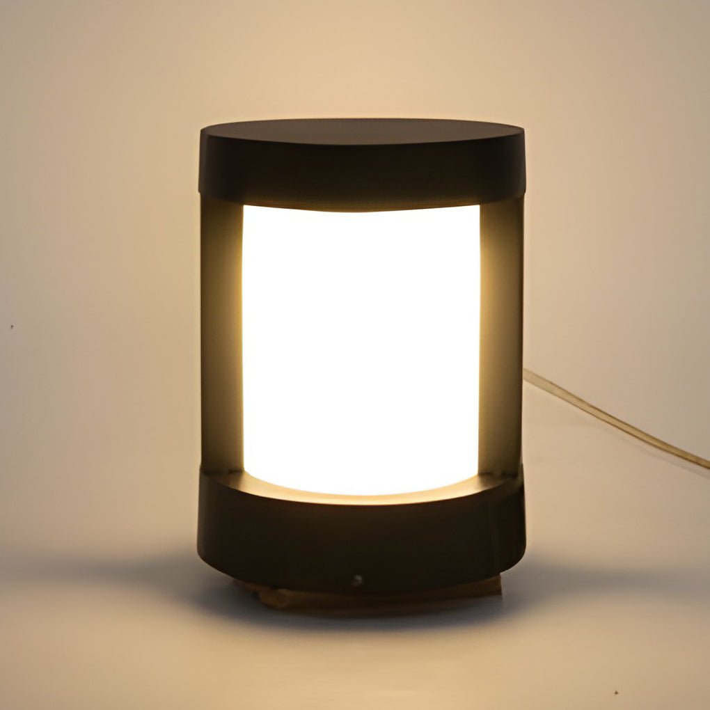 Black Cylindrical LED Pathway Bollard Lights Solar and Wired Outdoor Lighting Solutions