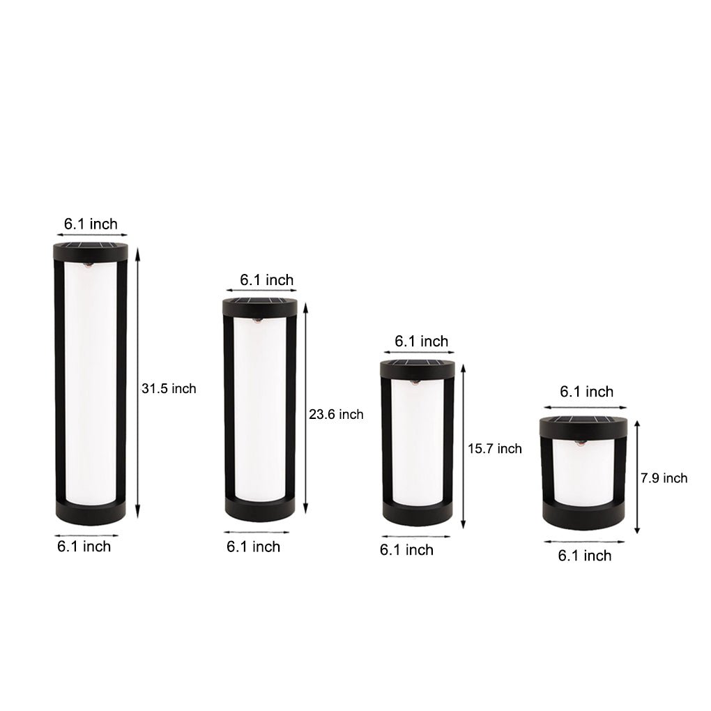 Black Cylindrical LED Pathway Bollard Lights Solar and Wired Outdoor Lighting Solutions