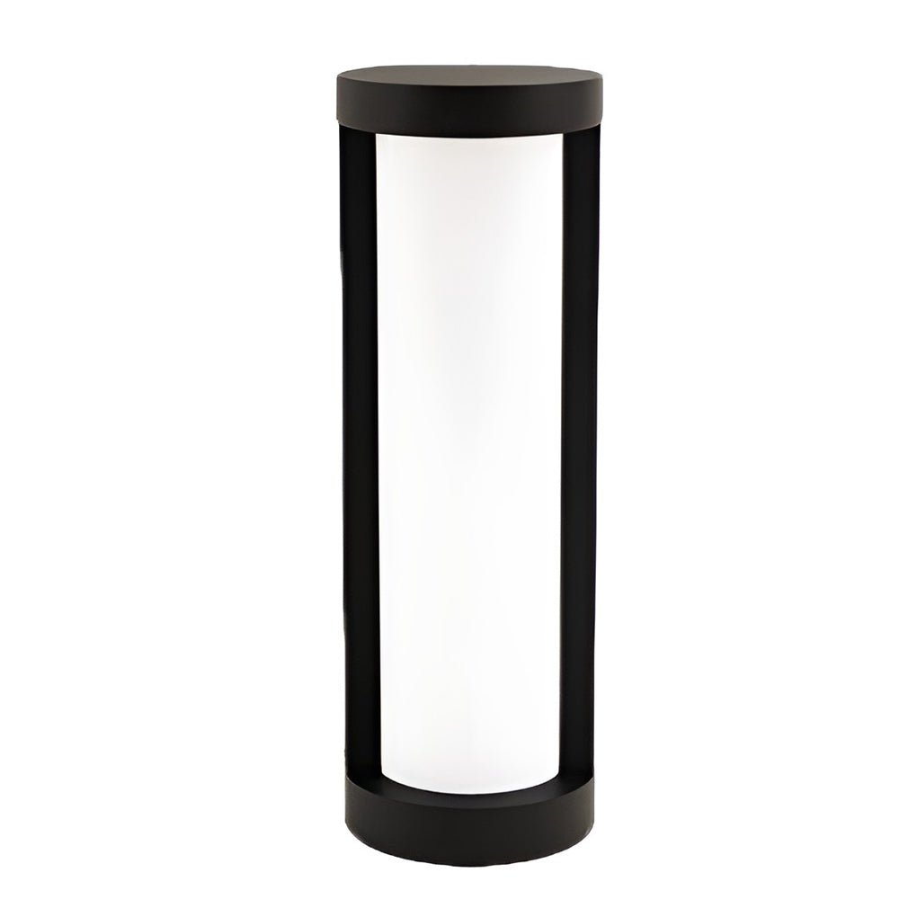 Black Cylindrical LED Pathway Bollard Lights Solar and Wired Outdoor Lighting Solutions