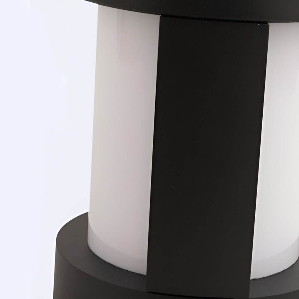 Black Cylindrical LED Pathway Bollard Lights Solar and Wired Outdoor Lighting Solutions