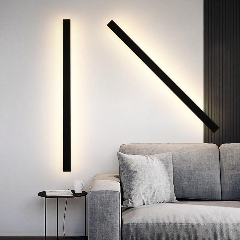 Waterproof Long Linear Metal Black Modern LED Outdoor Wall Lights