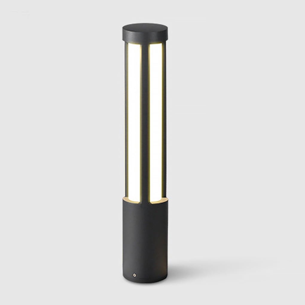 Cylinder Shaped LED Black Modern Outdoor Landscape Bollard Lights