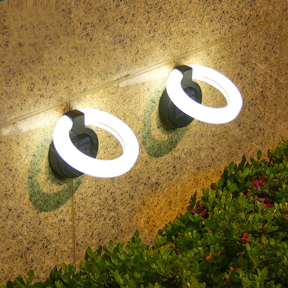 Modern Foldable Solar Deck Lights 4Pcs Round Outdoor Disk Lighting Set