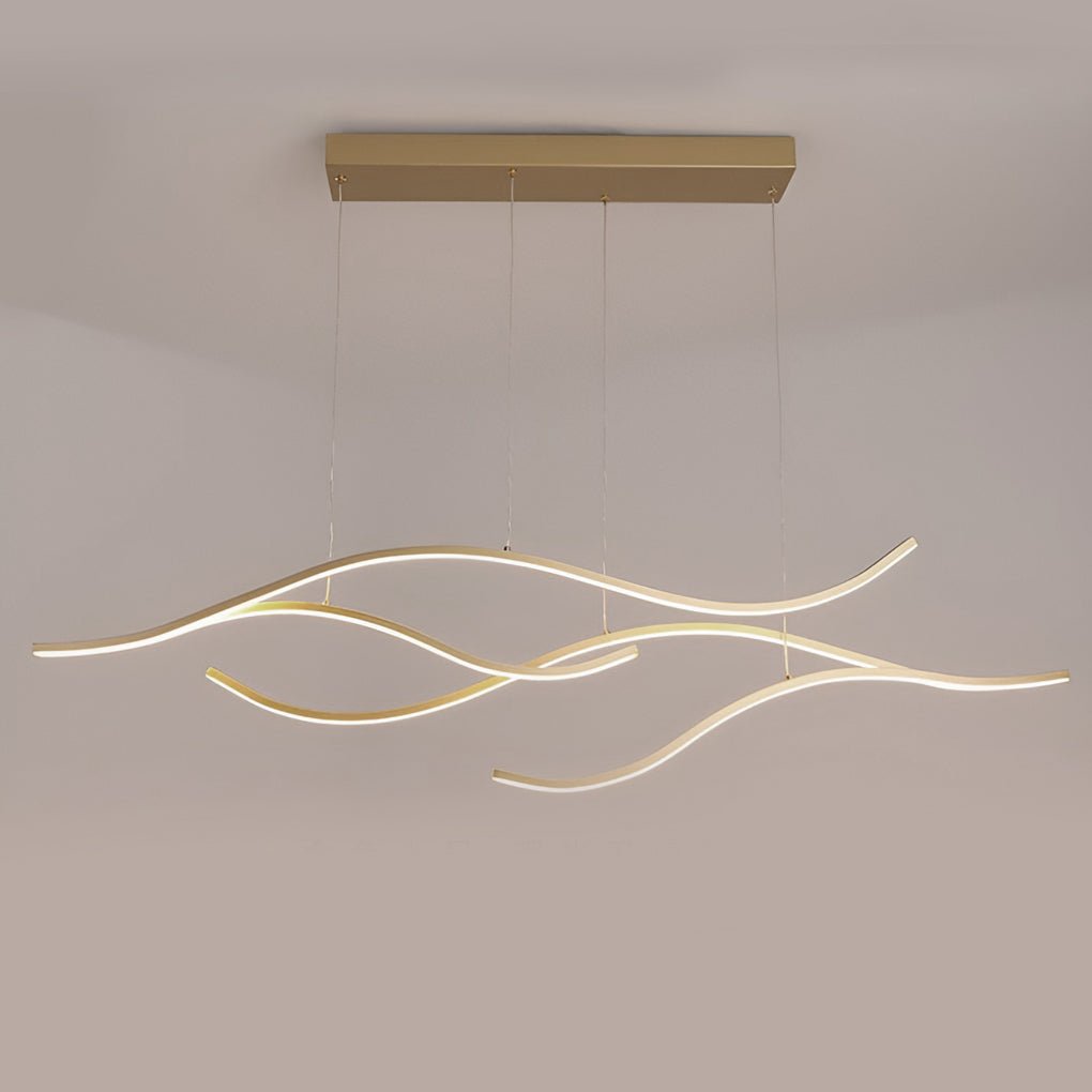 Wave Linear Hanging Branch Chandelier LED Island Ceiling Lights