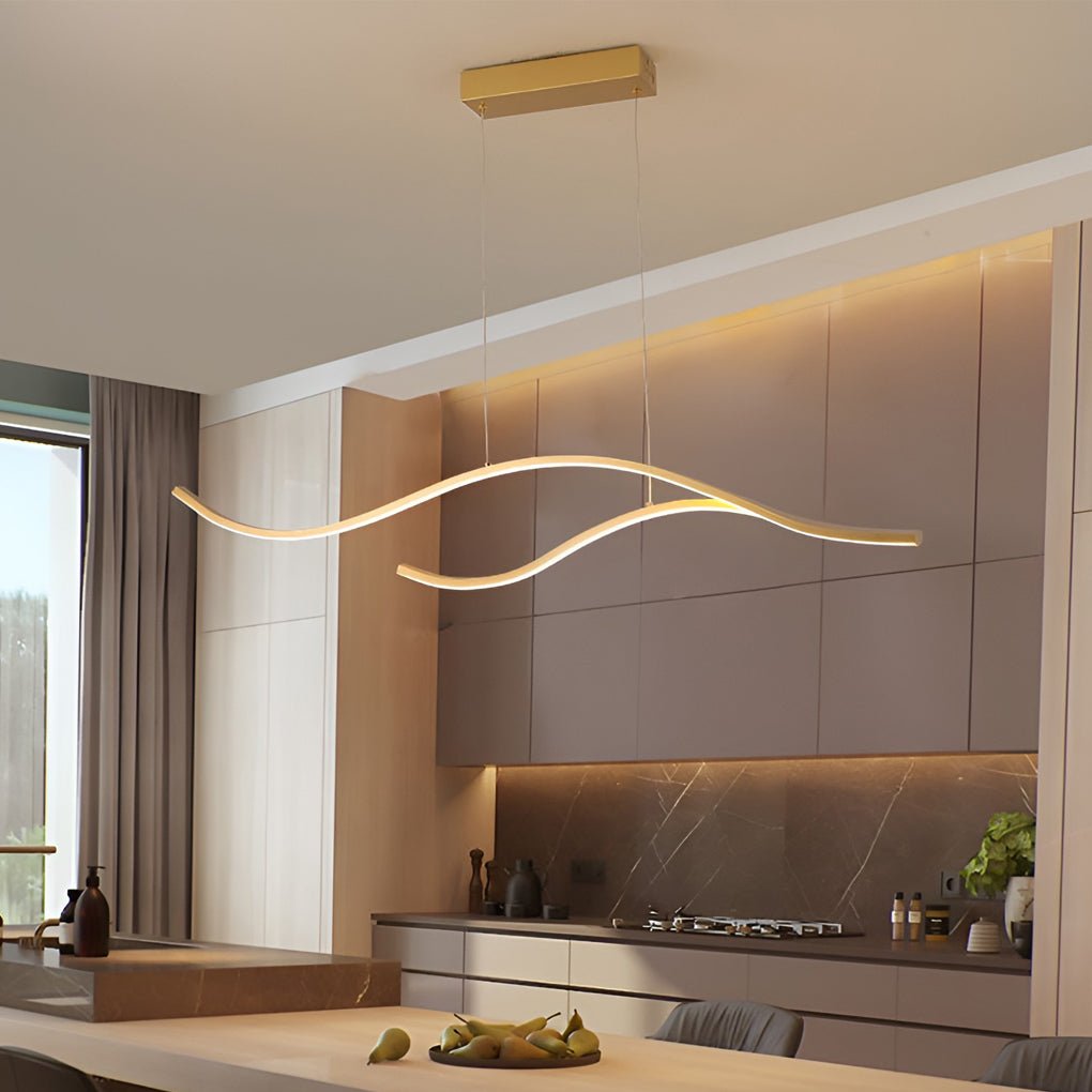 Wave Linear Hanging Branch Chandelier LED Island Ceiling Lights