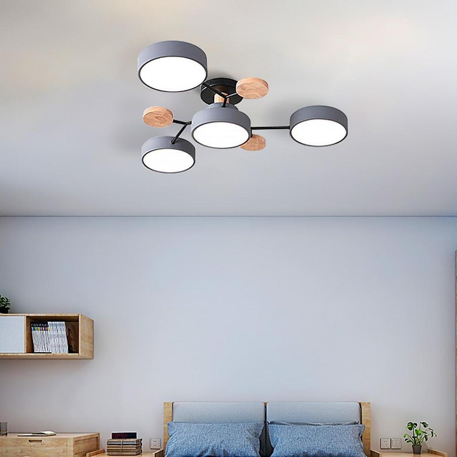 Sputnik Artistic Lights Chandeliers Metal Wood Baby Kids Lights Ceiling Lights