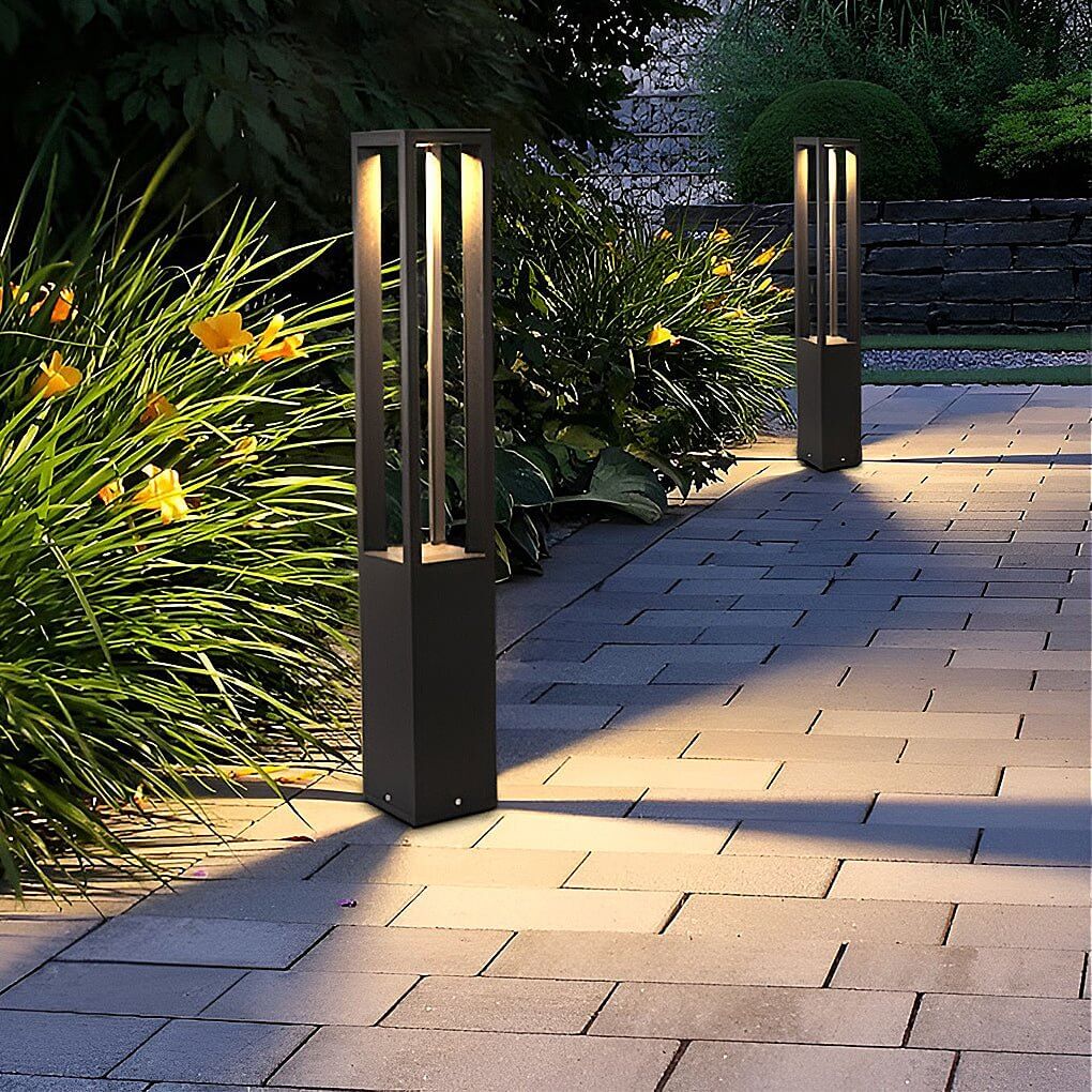 Black Aluminum Garden LED 7W 4-Beam Landscape Bollard Lights