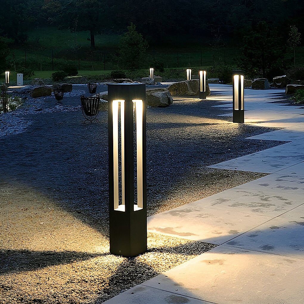 Black Aluminum Garden LED 7W 4-Beam Landscape Bollard Lights